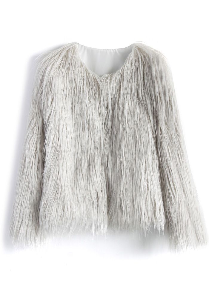 My Chic Faux Fur Coat in Silver