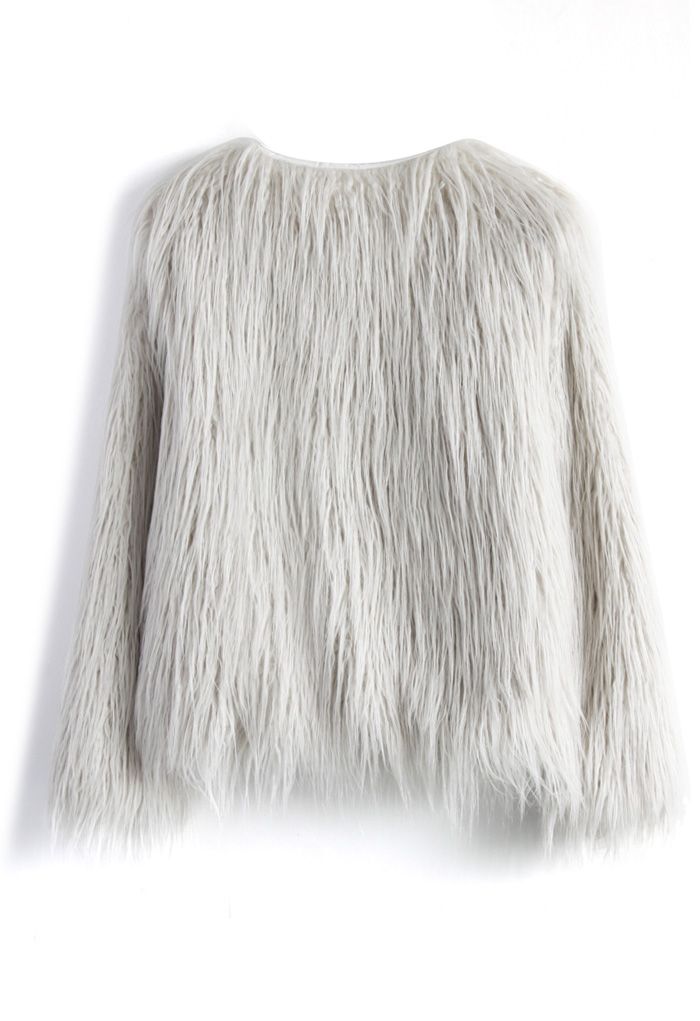 My Chic Faux Fur Coat in Silver