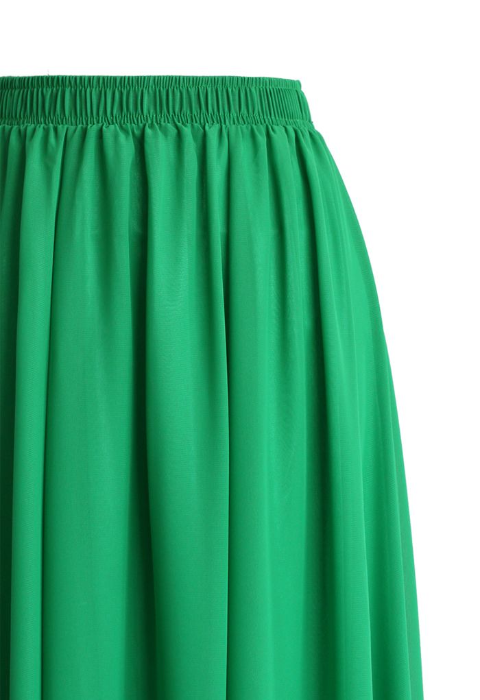 Emerald Green Chiffon Maxi Skirt