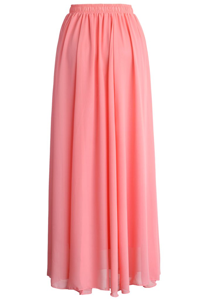 Candy Pink Chiffon Maxi Skirt