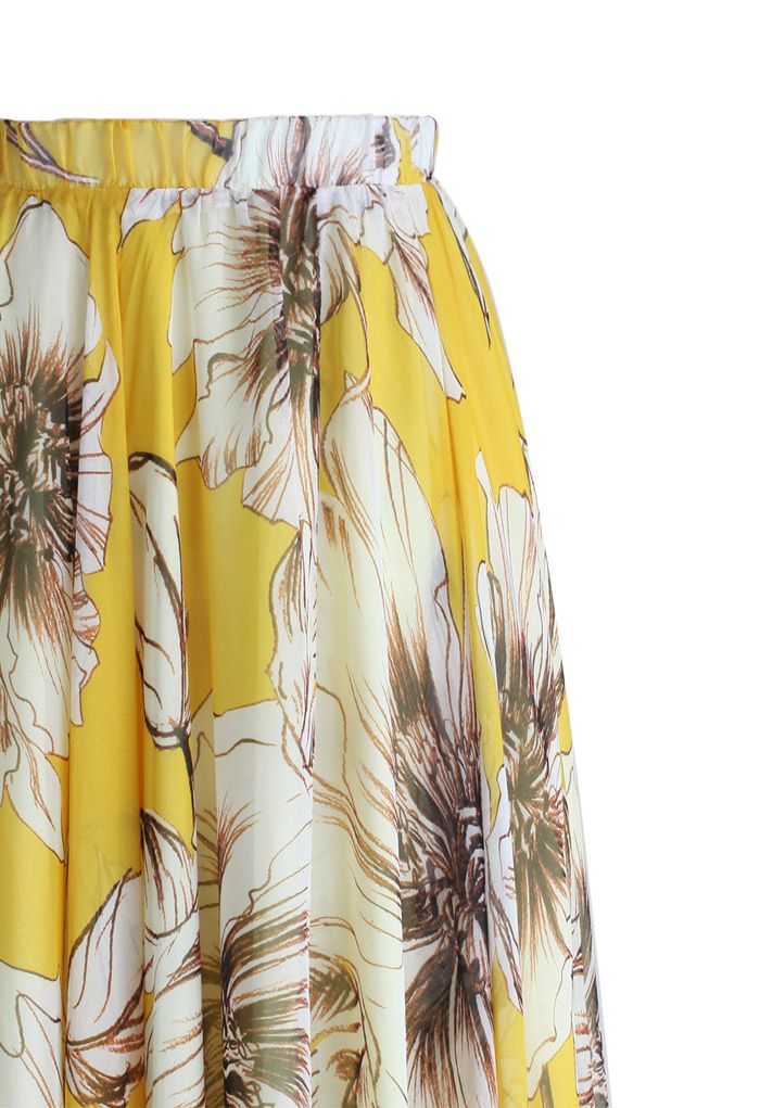 Marvelous Floral Maxi Skirt in Yellow