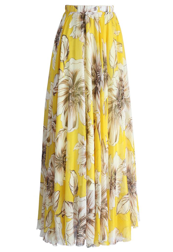 Marvelous Floral Maxi Skirt in Yellow
