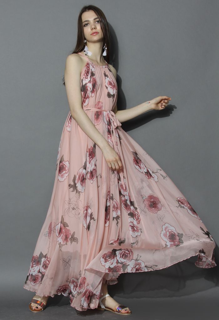 Pink Rose Panache Maxi Slip Dress