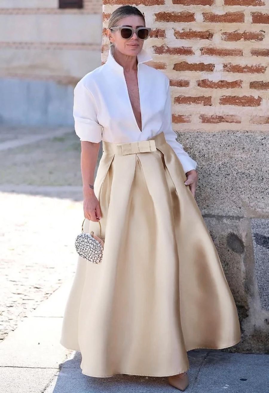 Luxurious Night Bowknot Pleated A-Line Skirt