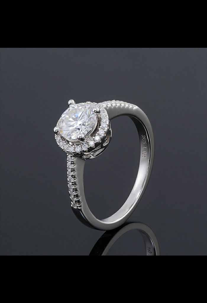 Giant Shiny Moissanite Diamond Ring