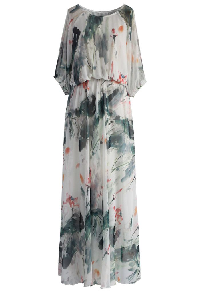 Paint in Grace Watercolor Maxi Dress