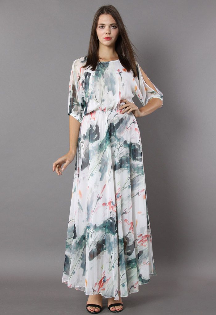 Paint in Grace Watercolor Maxi Dress