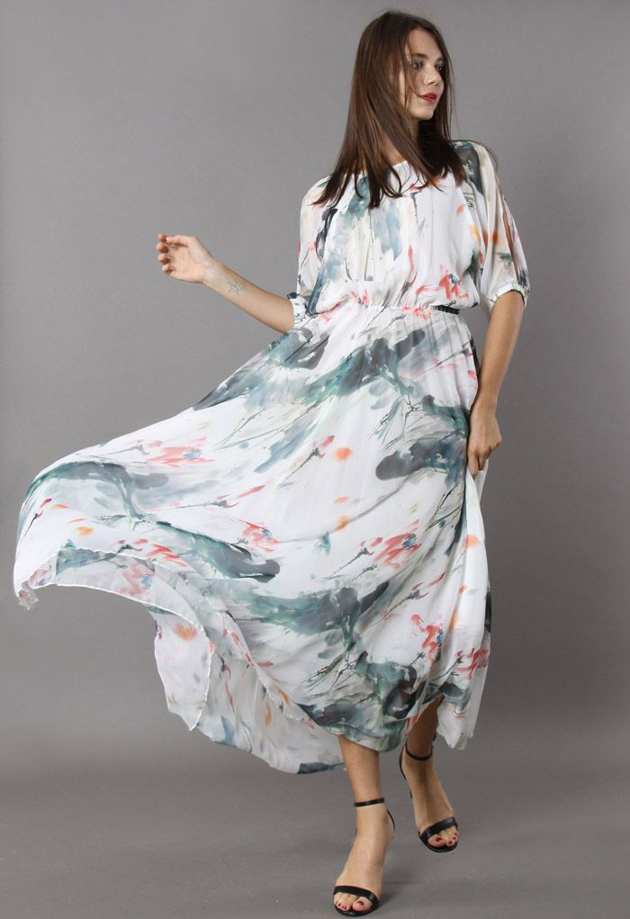 Paint in Grace Watercolor Maxi Dress