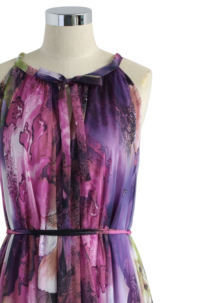 Mysterious Purple Floral Maxi Slip Dress 