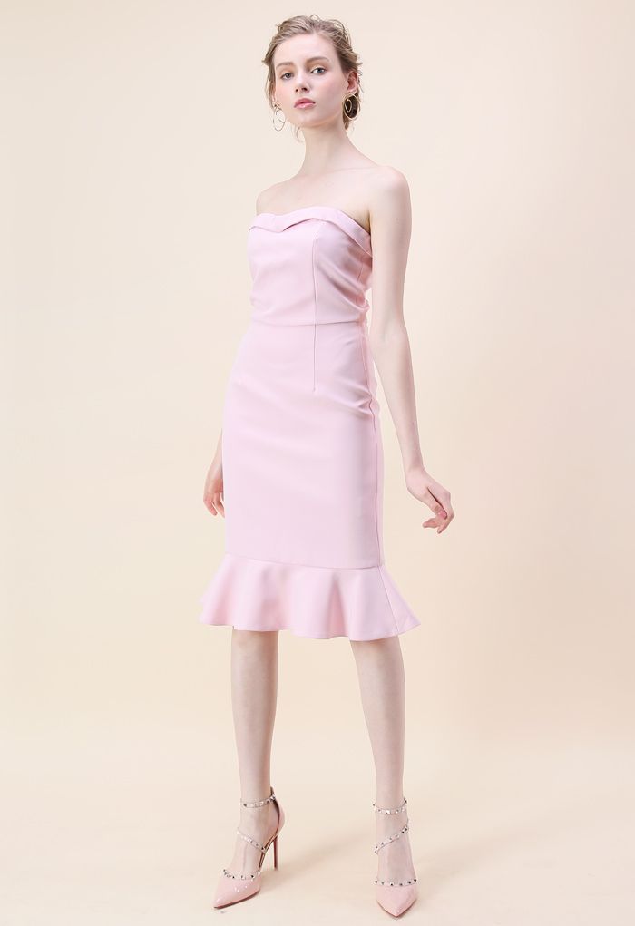 Simple Sophistication Strapless Body-con Dress in Pink