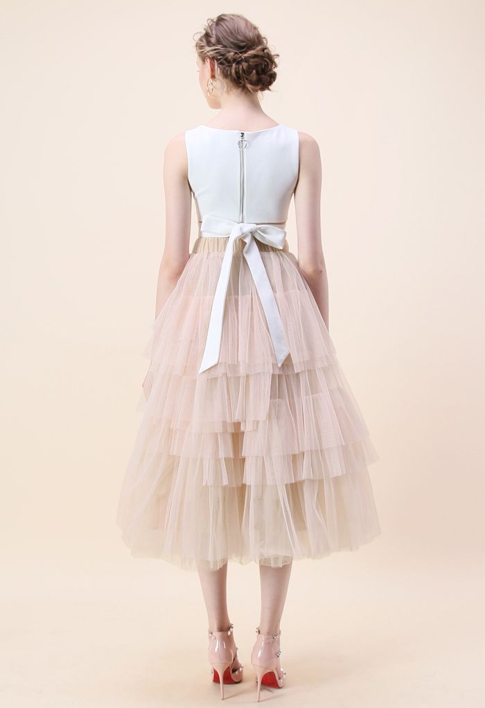 Love Me More Layered Tulle Skirt in Nude Pink