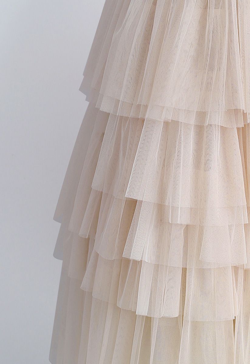 Love Me More Layered Tulle Skirt in Nude Pink