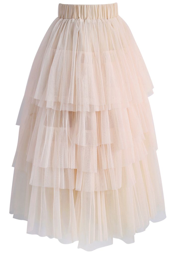Love Me More Layered Tulle Skirt in Nude Pink