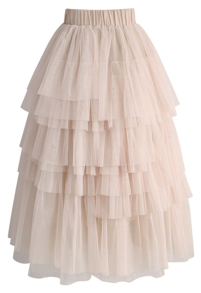 Love Me More Layered Tulle Skirt in Nude Pink