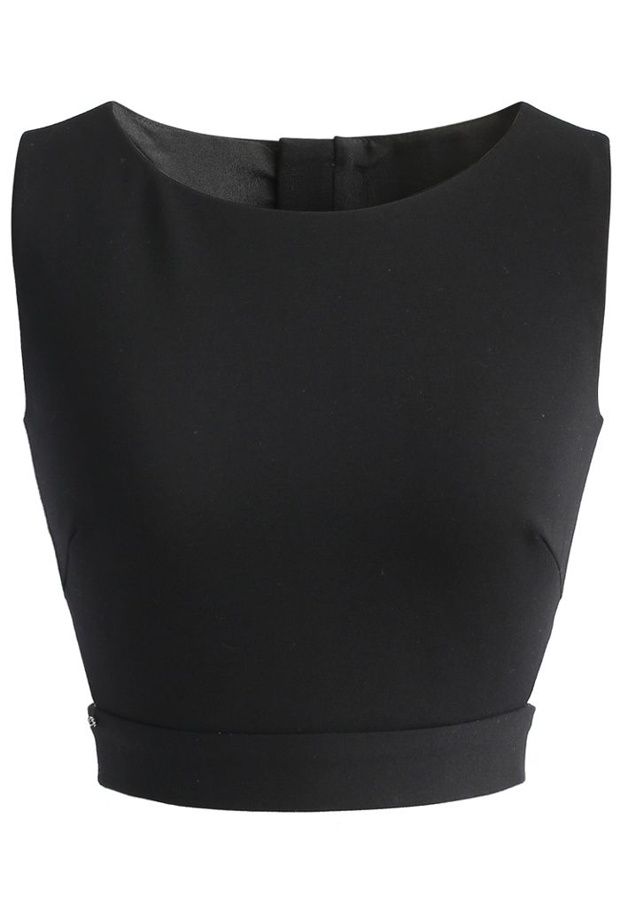 A Fan of Bowknot Crop Top in Black