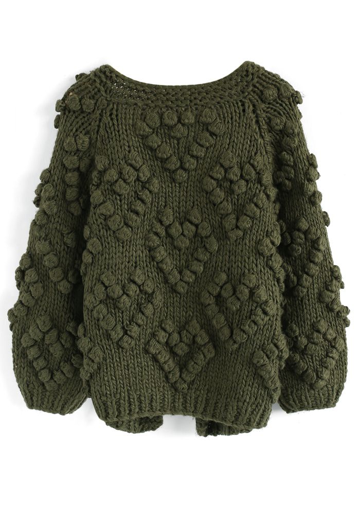 Knit Your Love Cardigan in Army Green