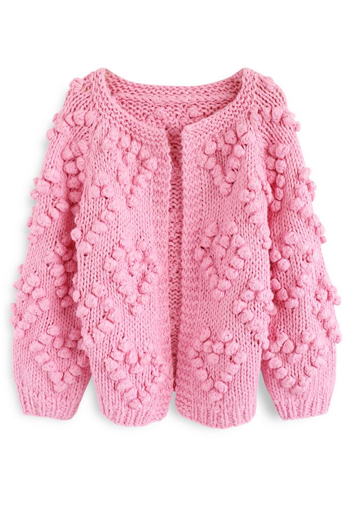Knit Your Love Cardigan in Hot Pink