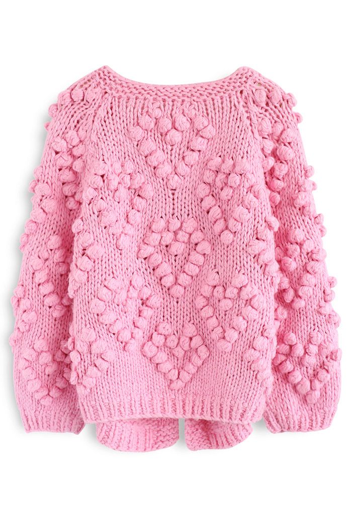 Knit Your Love Cardigan in Hot Pink
