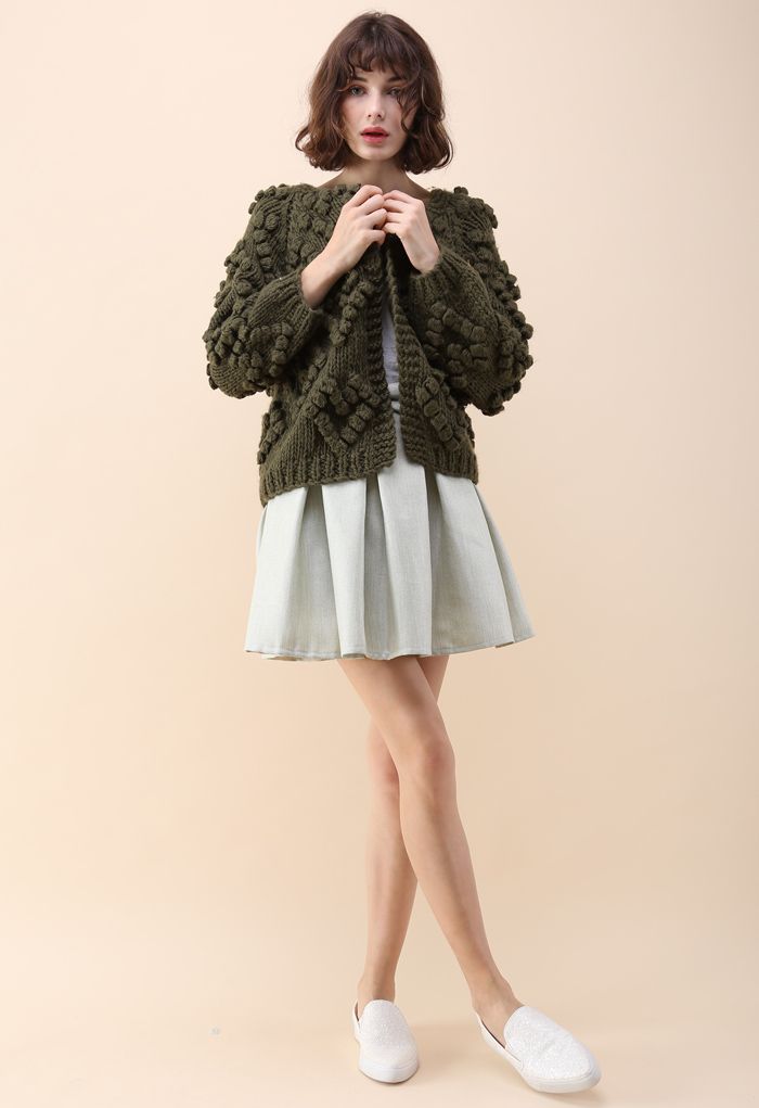 Knit Your Love Cardigan in Army Green