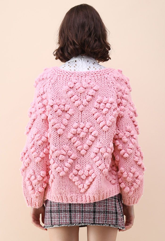 Knit Your Love Cardigan in Hot Pink