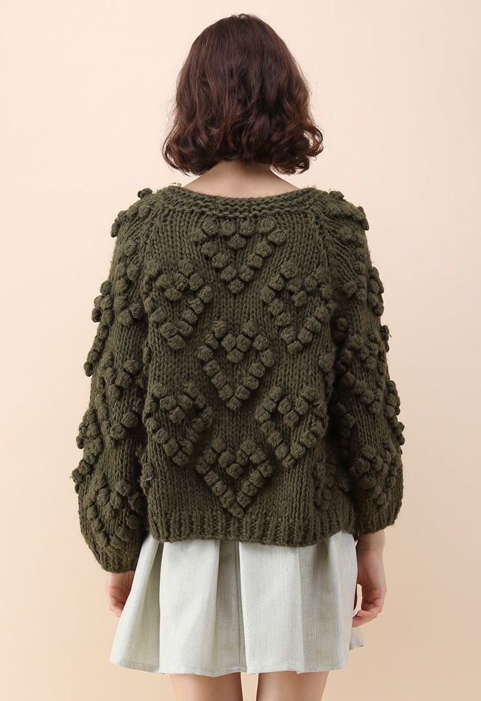 Knit Your Love Cardigan in Army Green