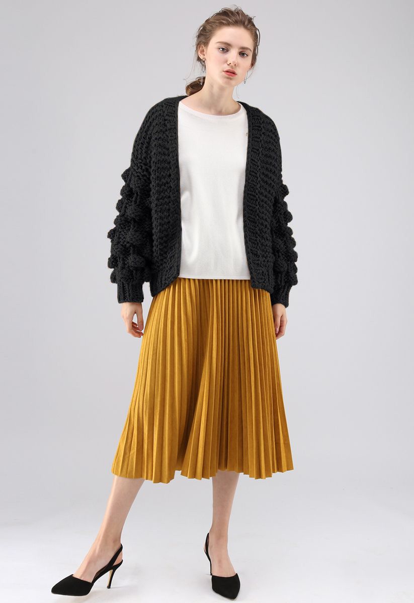 Cuteness on Sleeves Chunky Cardigan in Black