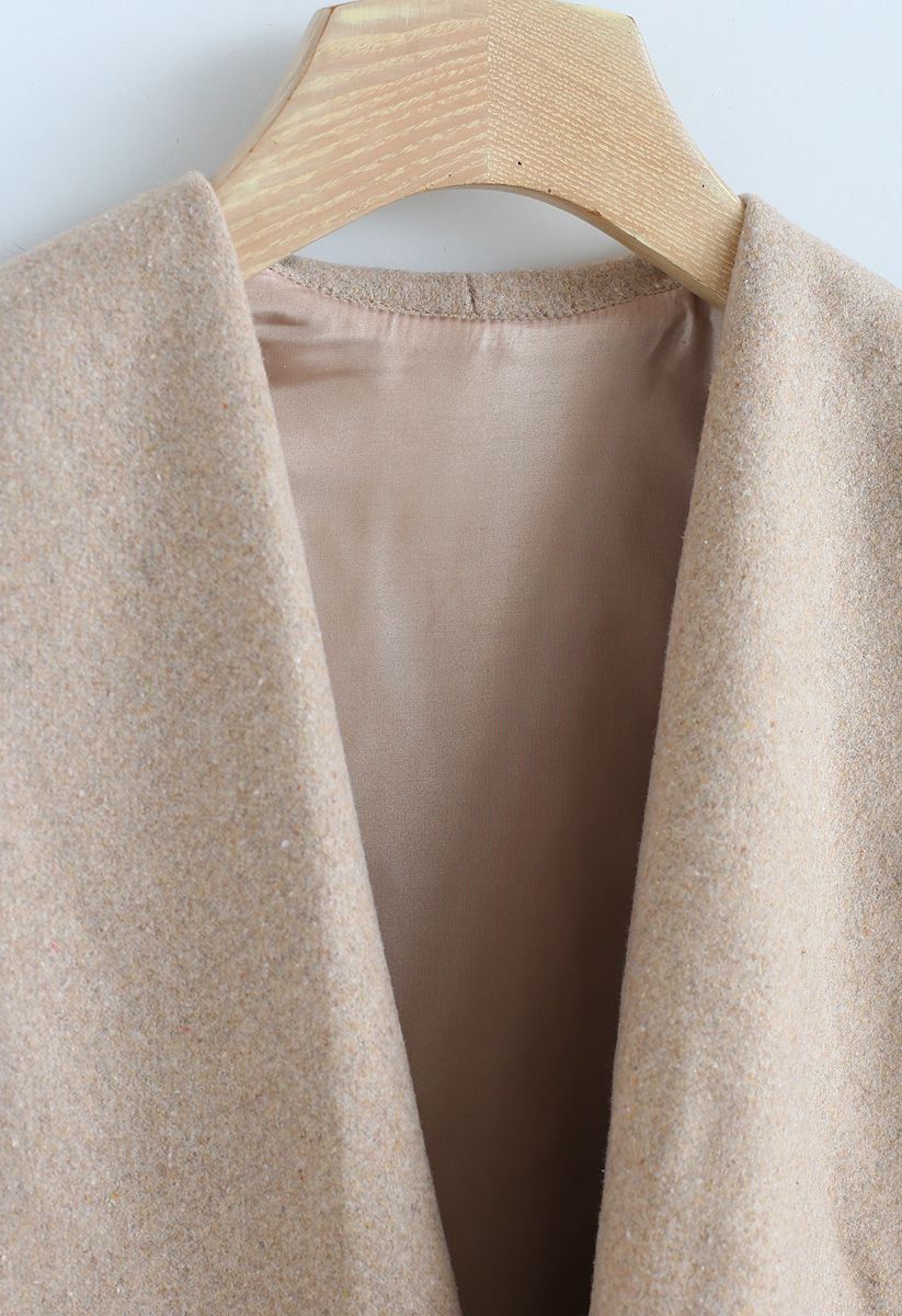 Free Myself Open Front Wool-Blend Coat in Sand