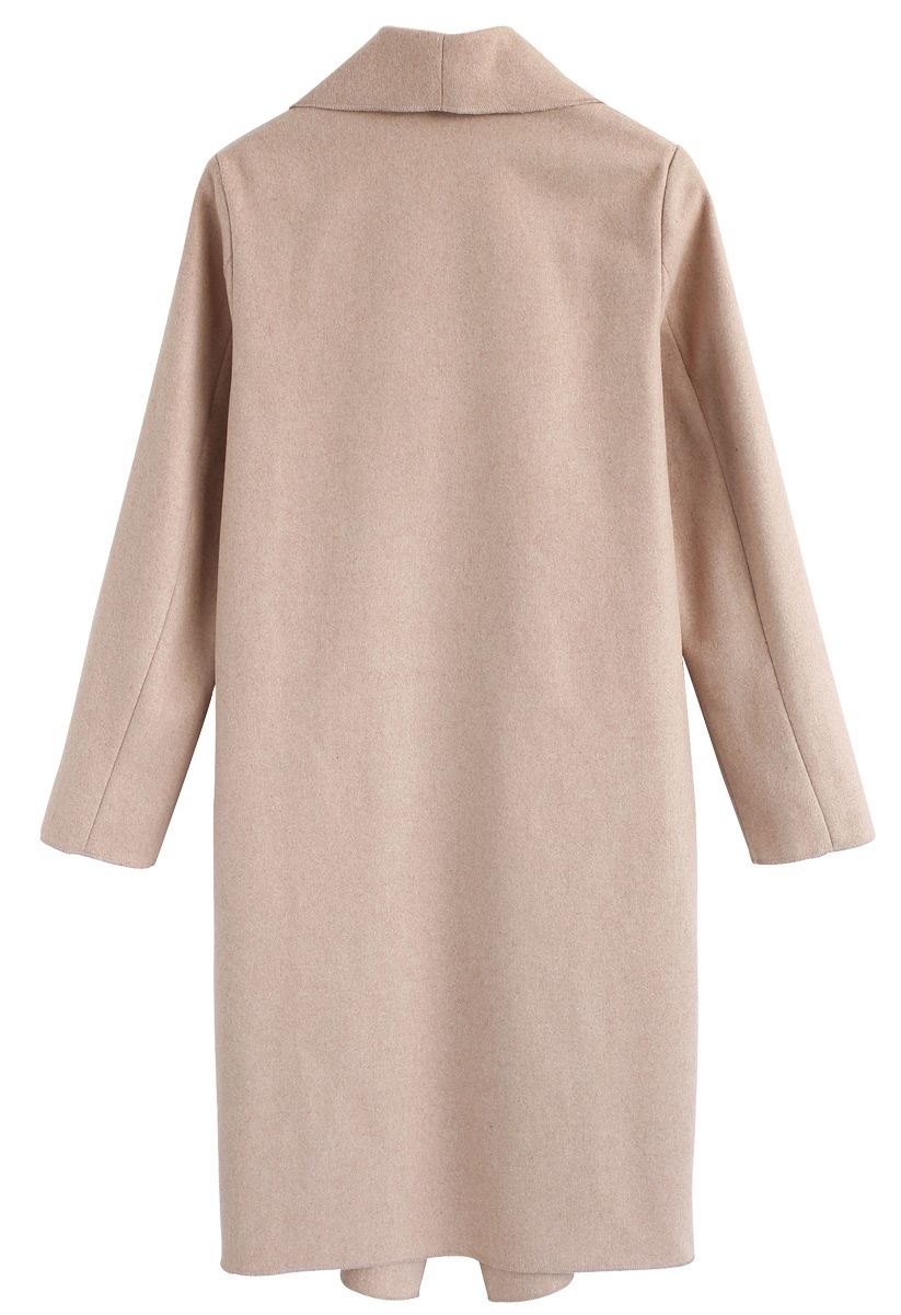 Free Myself Open Front Wool-Blend Coat in Sand