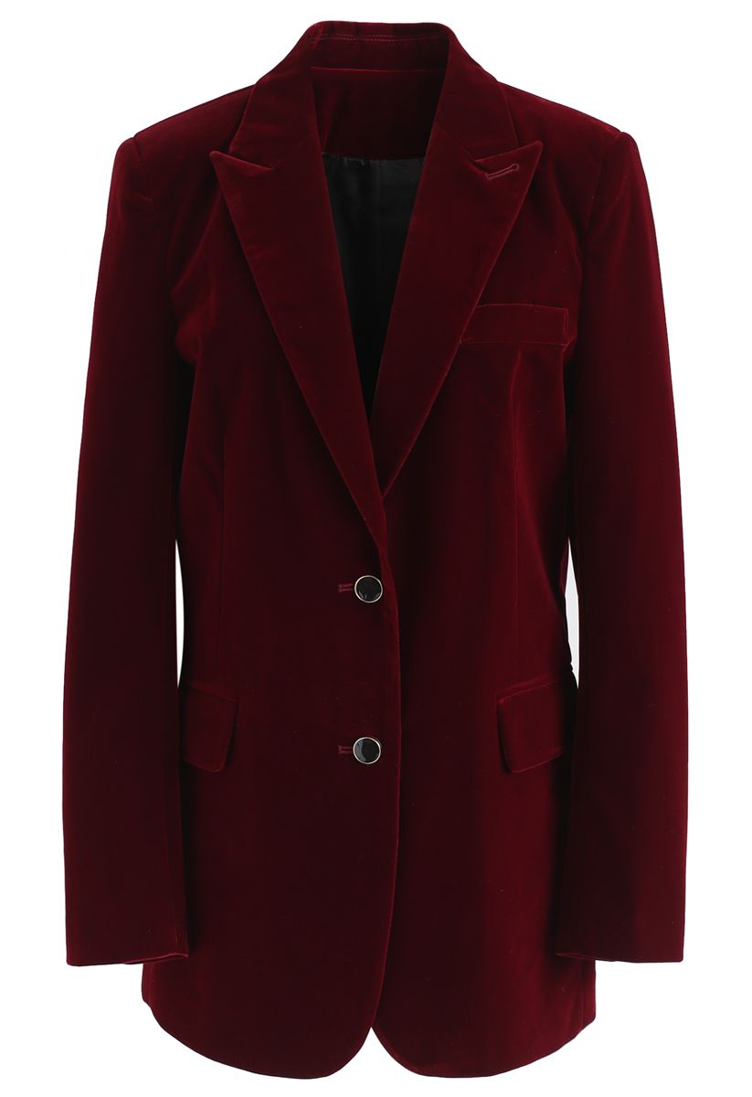 Noble Chic Velvet Blazer in Wine