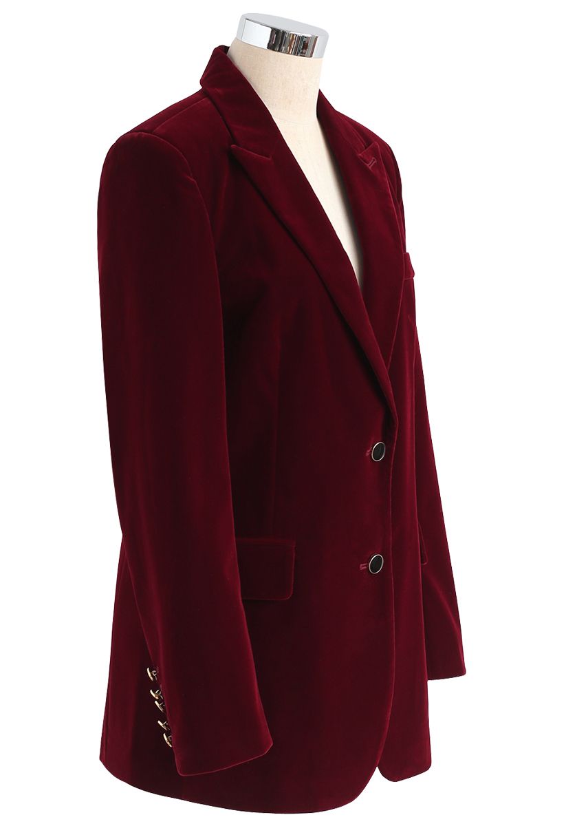 Noble Chic Velvet Blazer in Wine