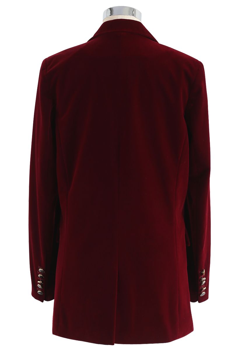 Noble Chic Velvet Blazer in Wine