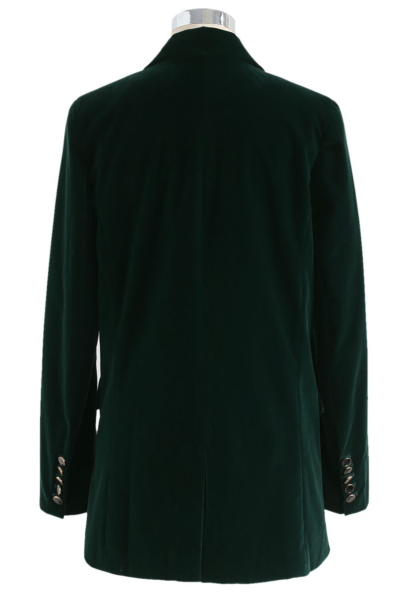 Noble Chic Velvet Blazer in Dark Green