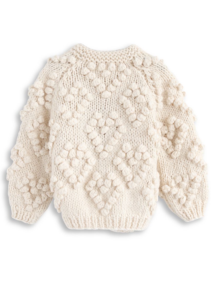 Knit Your Love Cardigan in Ivory For Kids