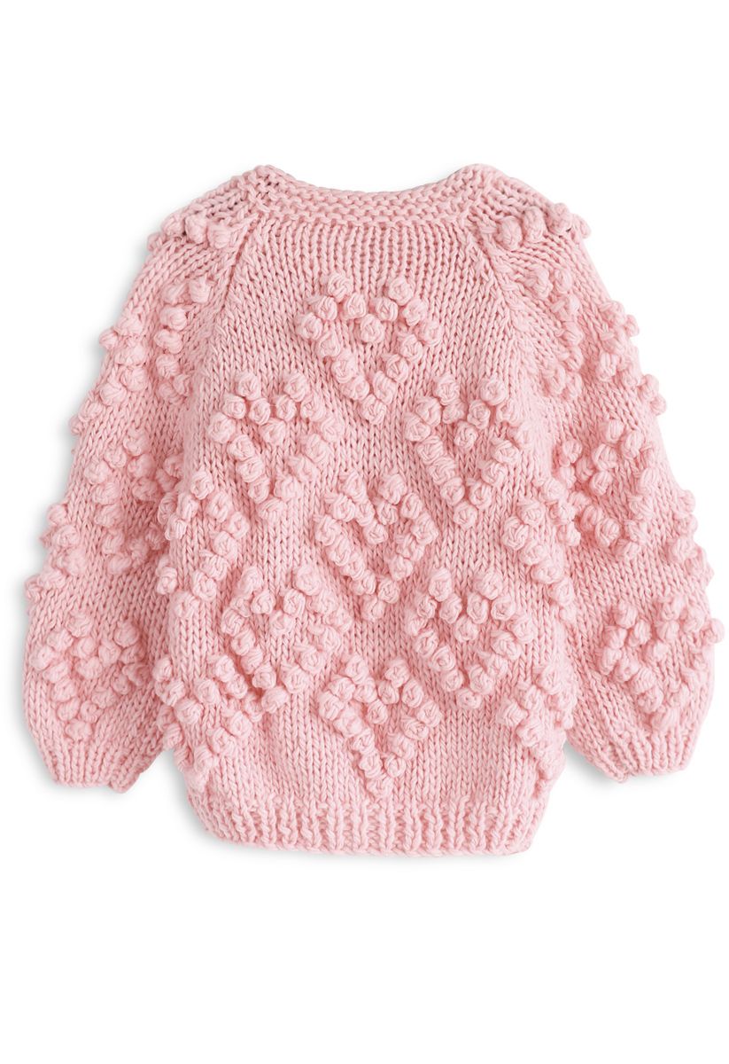 Knit Your Love Cardigan in Pink For Kids