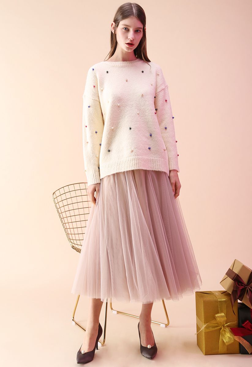 My Secret Garden Tulle Maxi Skirt in Pink