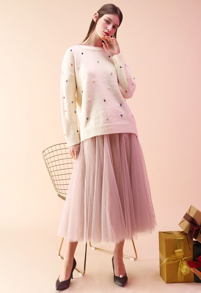 My Secret Garden Tulle Maxi Skirt in Pink