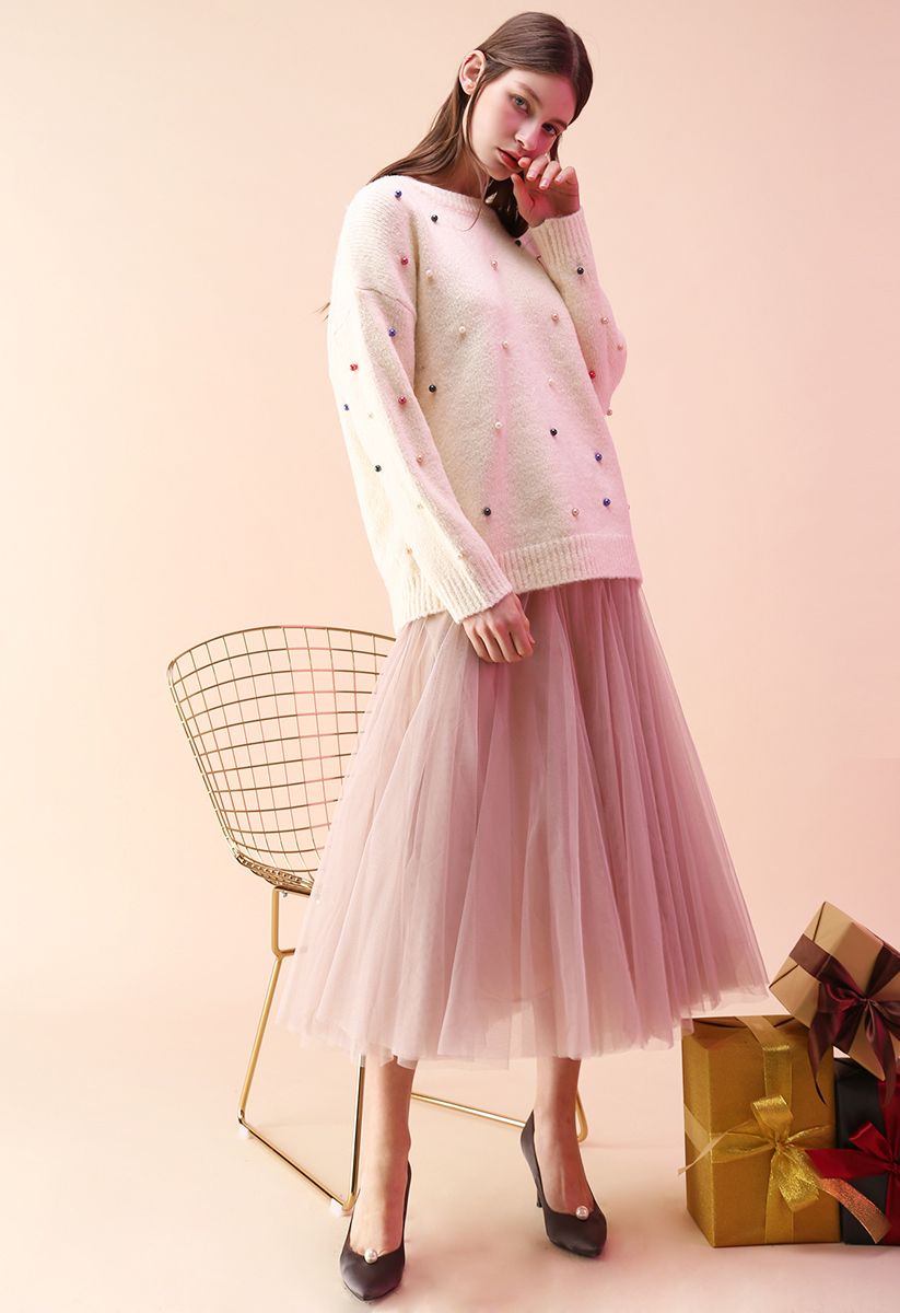 My Secret Garden Tulle Maxi Skirt in Pink