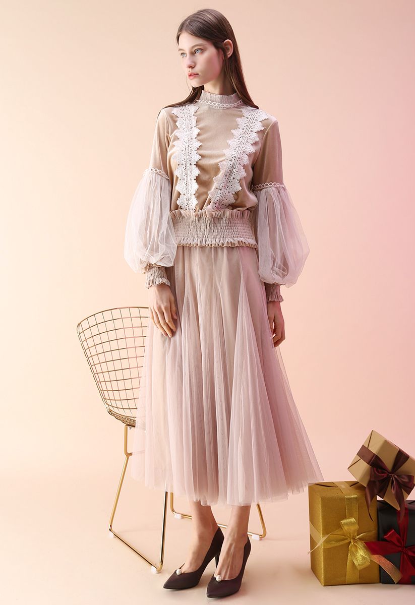 My Secret Garden Tulle Maxi Skirt in Cream