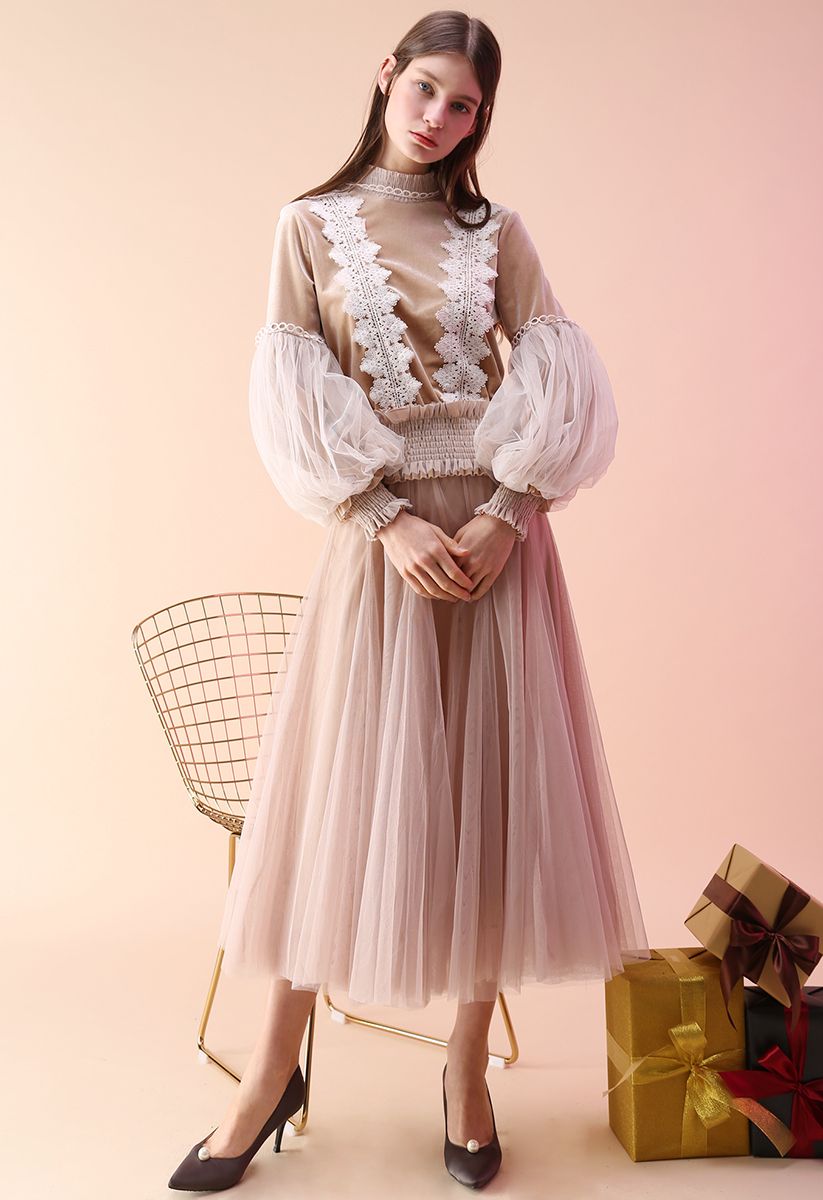 My Secret Garden Tulle Maxi Skirt in Cream