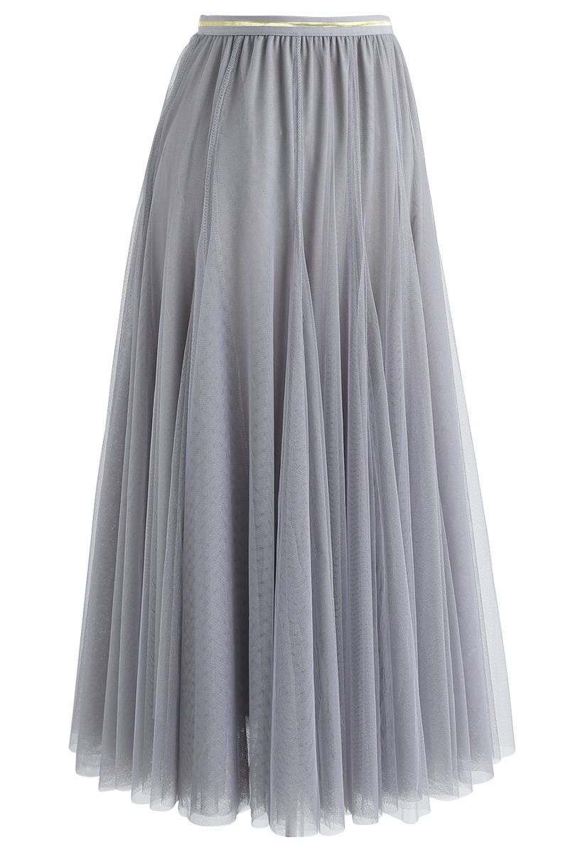 My Secret Garden Tulle Maxi Skirt in Grey