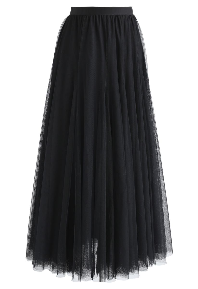 My Secret Garden Tulle Maxi Skirt in Black