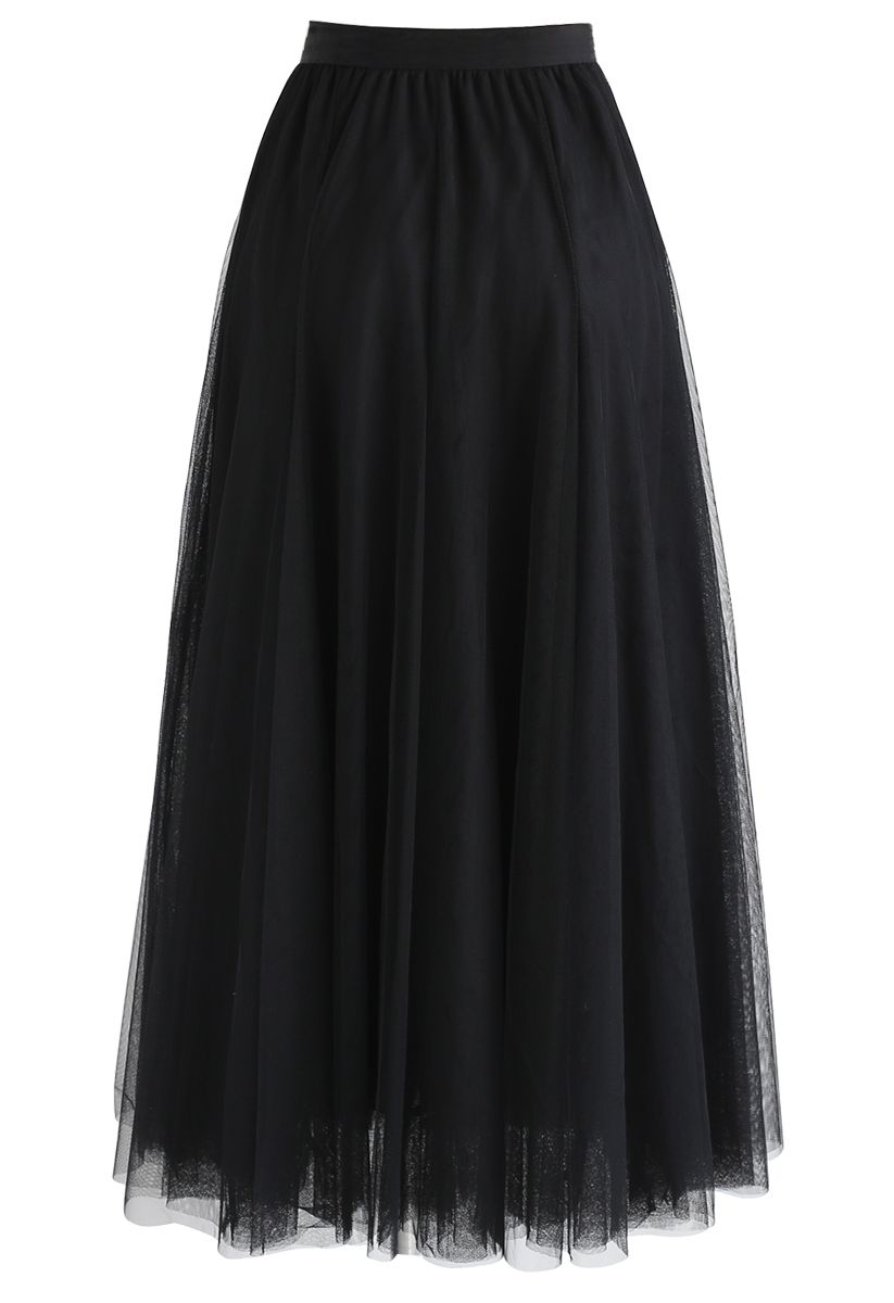 My Secret Garden Tulle Maxi Skirt in Black