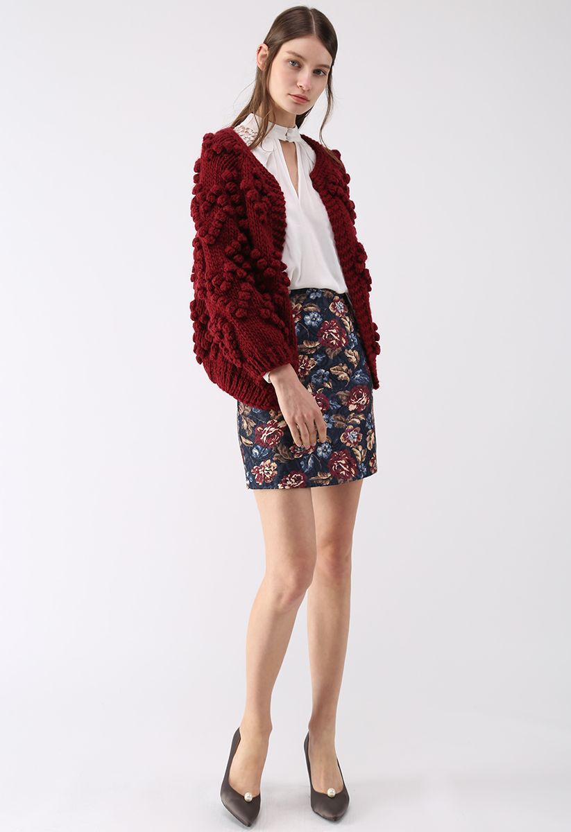 Knit Your Love Cardigan in Wine