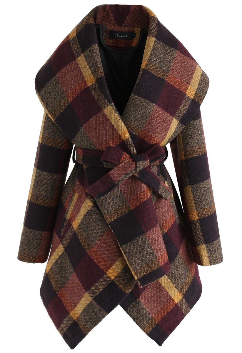 Prairie Check Rabato Coat in Plum