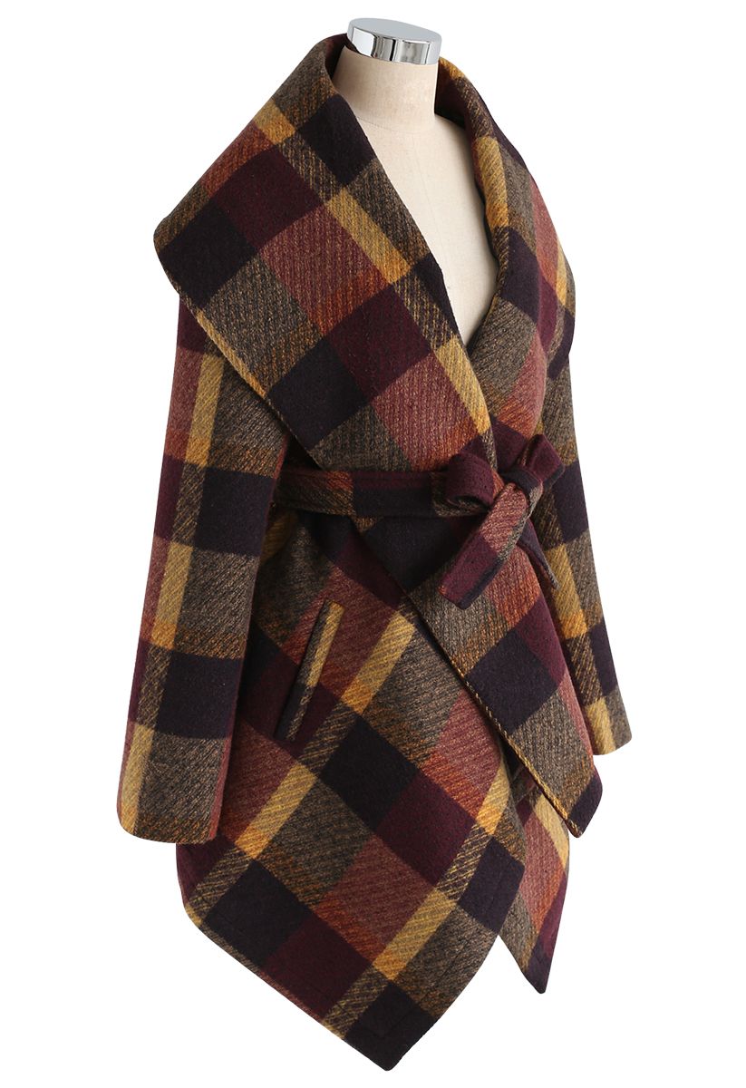 Prairie Check Rabato Coat in Plum