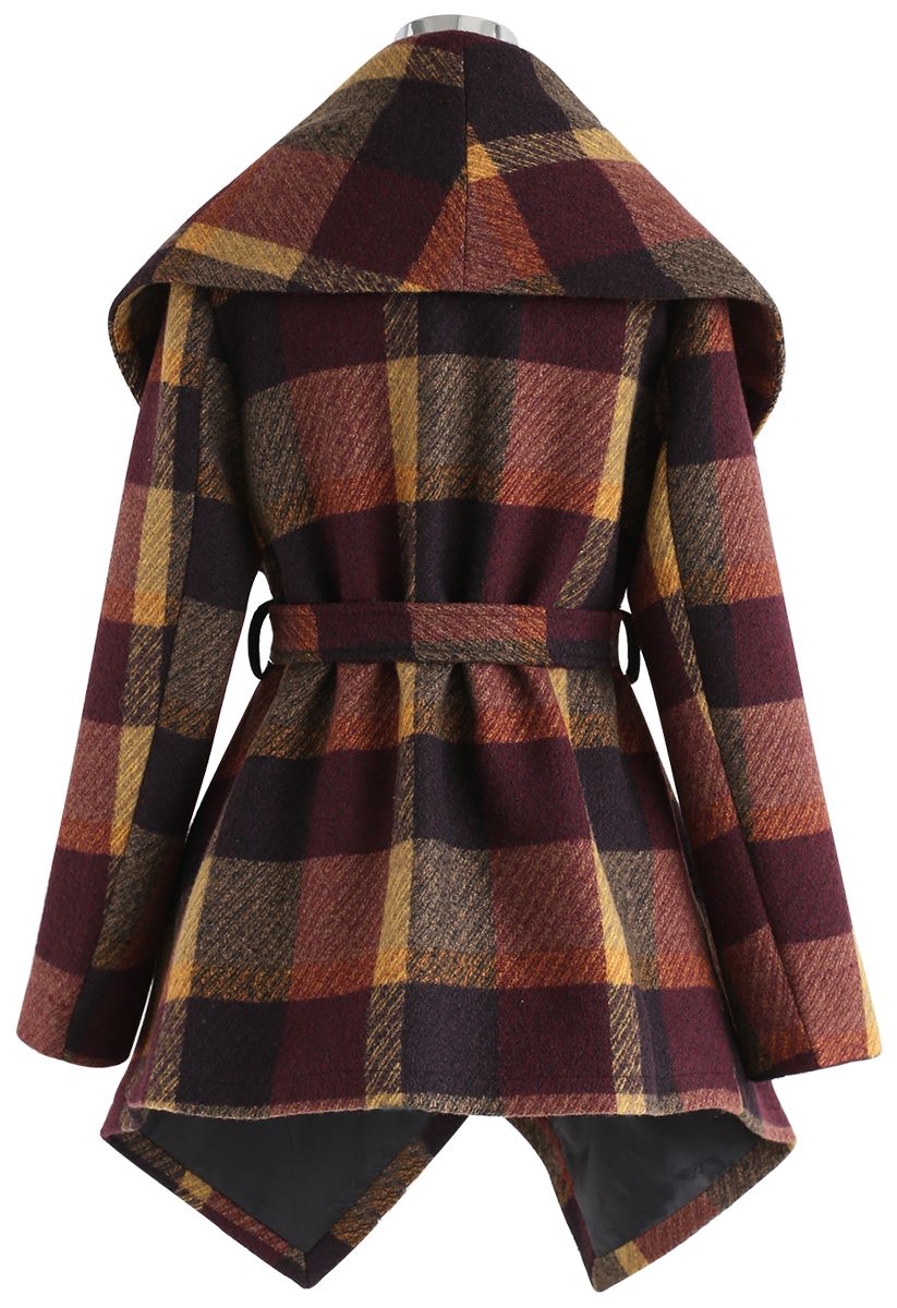Prairie Check Rabato Coat in Plum