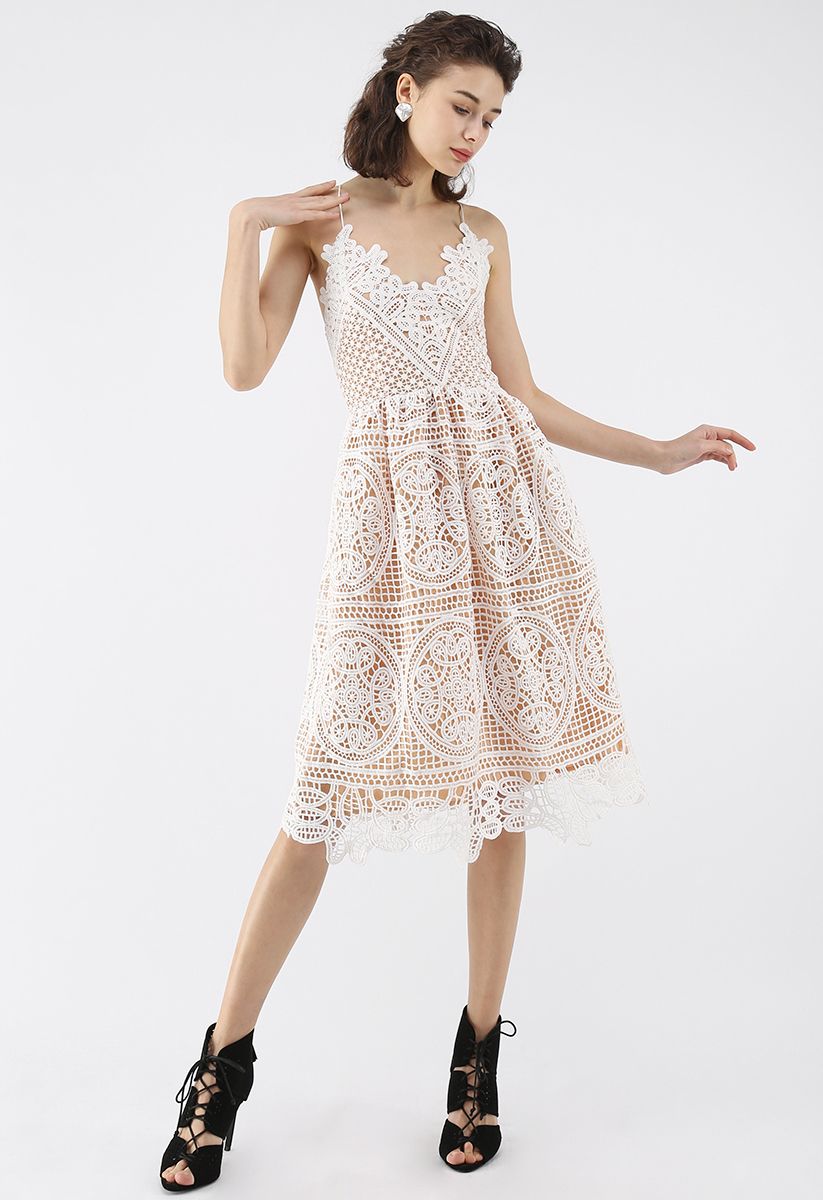 Moonlit Night Cross Back Crochet Cami Dress