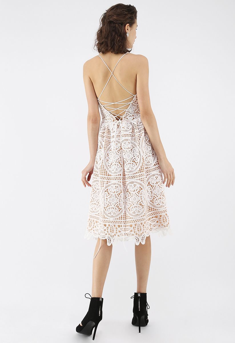 Moonlit Night Cross Back Crochet Cami Dress