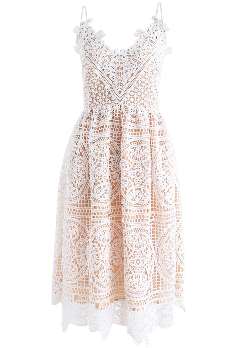 Moonlit Night Cross Back Crochet Cami Dress