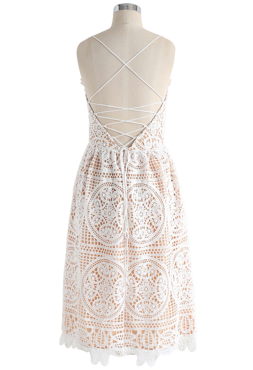 Moonlit Night Cross Back Crochet Cami Dress